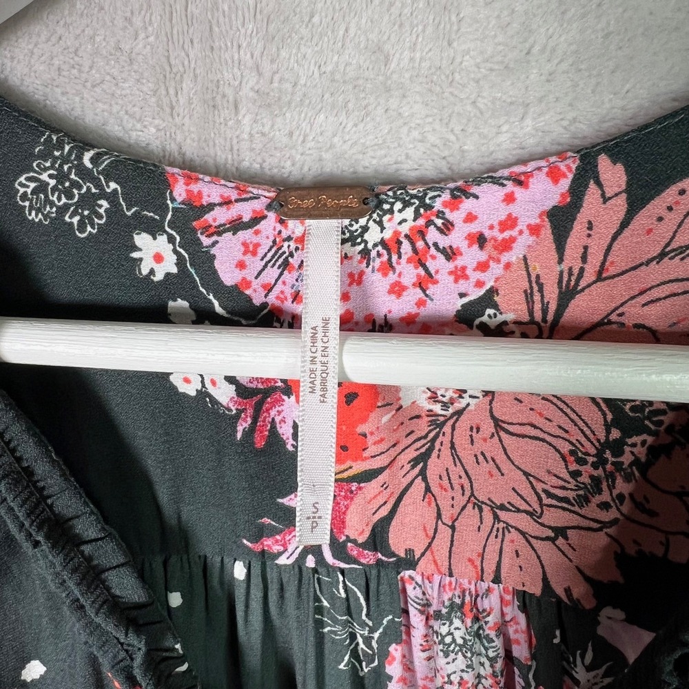 Free People Dress Small Floral Mini Ruffle Tiered Cottage Beach Resort Boho - Picture 3 of 7